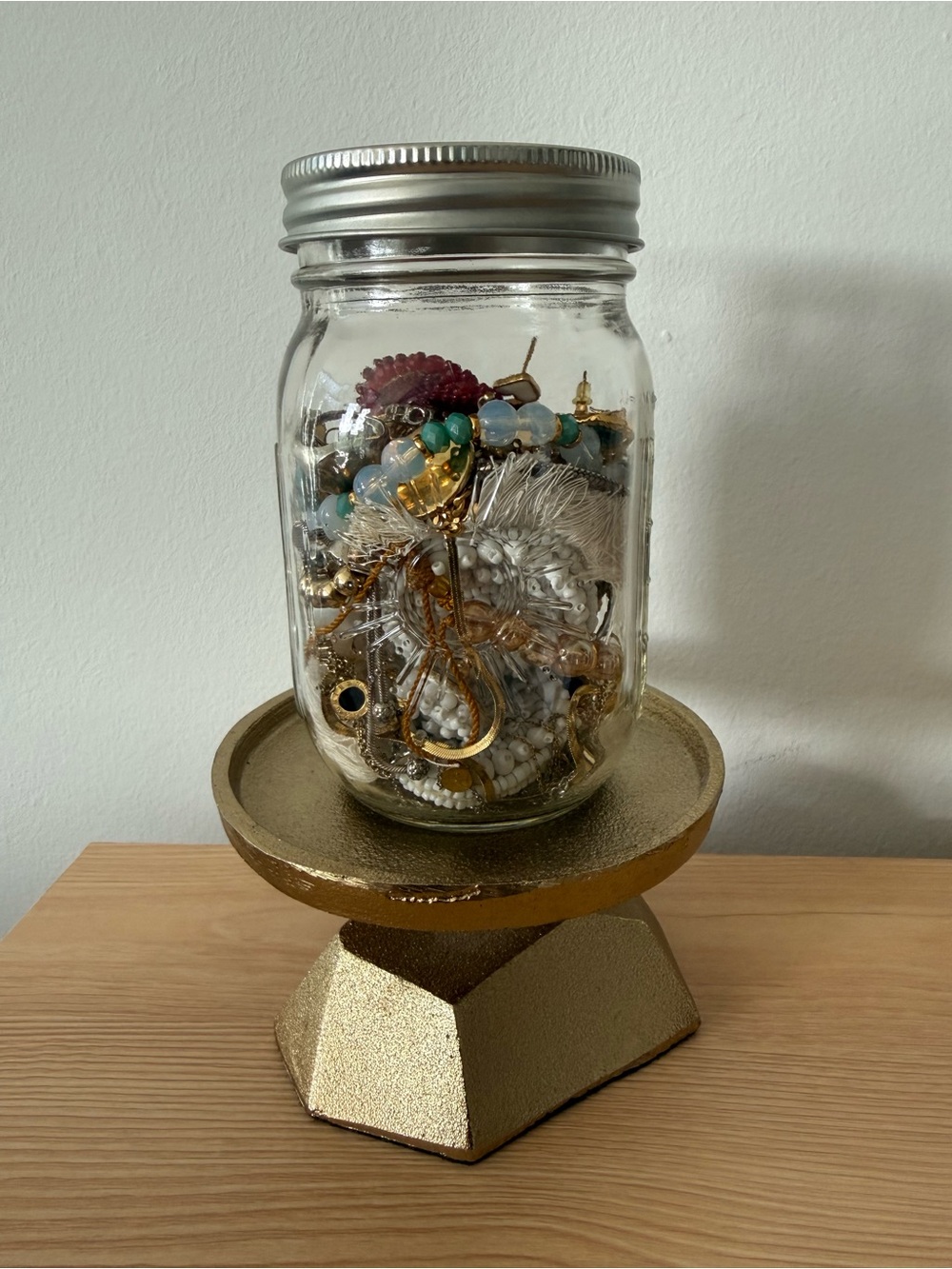 Pandora Mixed Metal and Turquoise Bead Jar Display